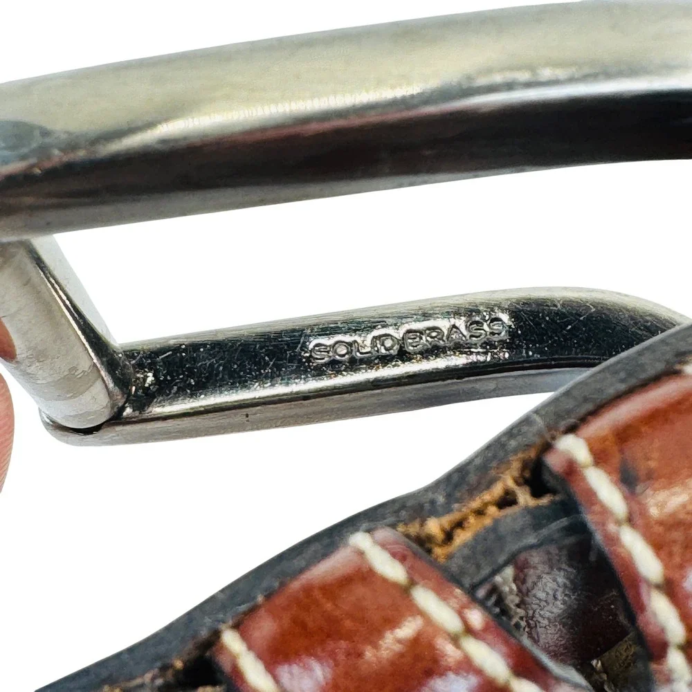 Tommy Bahama Leather Canvas Belt Men's Brown‎ Tan Size 44 Spain Classic Casual